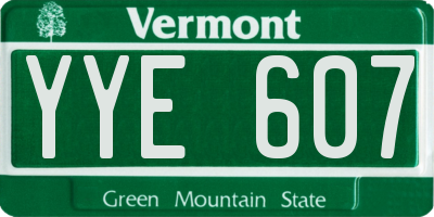 VT license plate YYE607