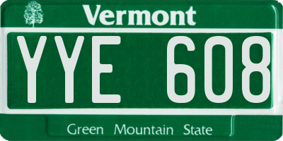 VT license plate YYE608