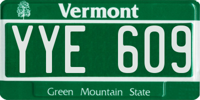 VT license plate YYE609