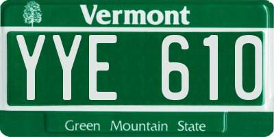 VT license plate YYE610