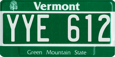 VT license plate YYE612