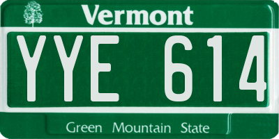 VT license plate YYE614