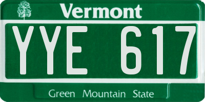 VT license plate YYE617