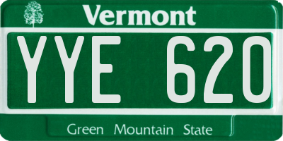 VT license plate YYE620