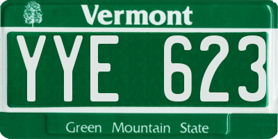 VT license plate YYE623