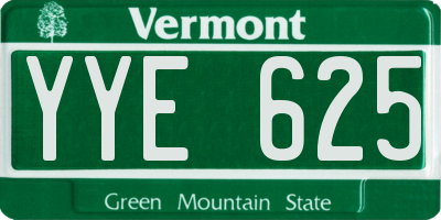 VT license plate YYE625