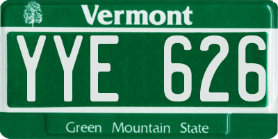 VT license plate YYE626