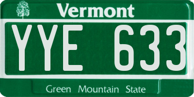 VT license plate YYE633