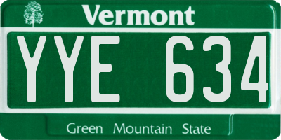 VT license plate YYE634