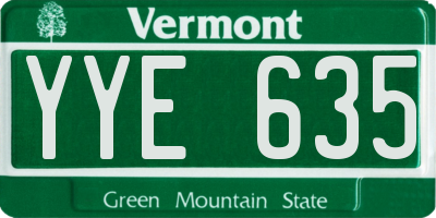 VT license plate YYE635