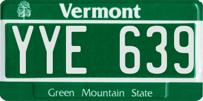 VT license plate YYE639