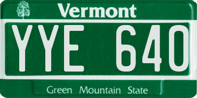 VT license plate YYE640