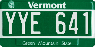 VT license plate YYE641