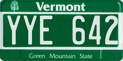 VT license plate YYE642