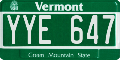 VT license plate YYE647
