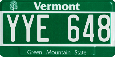 VT license plate YYE648