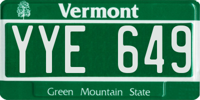 VT license plate YYE649