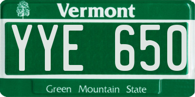 VT license plate YYE650