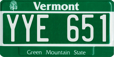 VT license plate YYE651