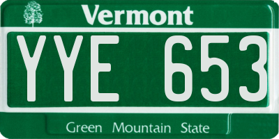 VT license plate YYE653