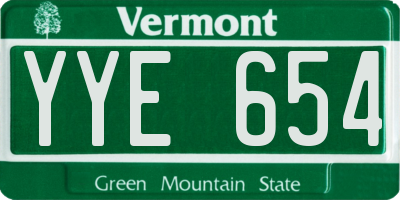 VT license plate YYE654