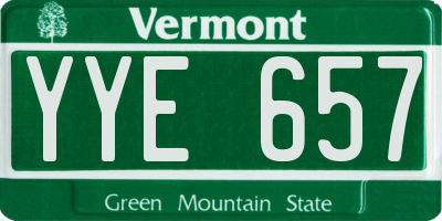 VT license plate YYE657