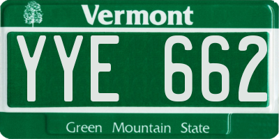 VT license plate YYE662