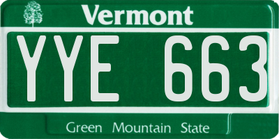 VT license plate YYE663