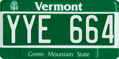 VT license plate YYE664