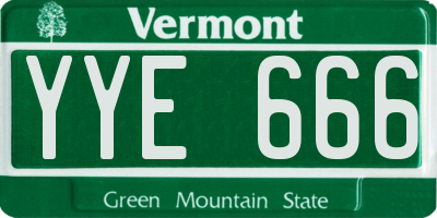 VT license plate YYE666