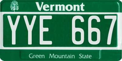 VT license plate YYE667