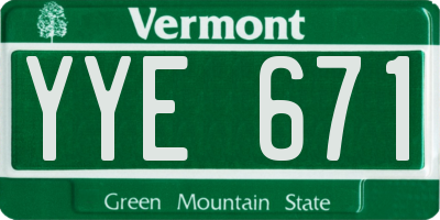 VT license plate YYE671