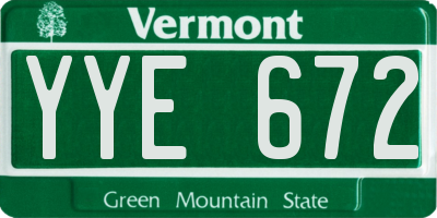 VT license plate YYE672