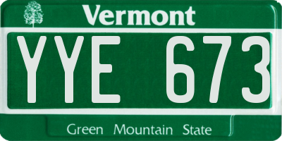 VT license plate YYE673