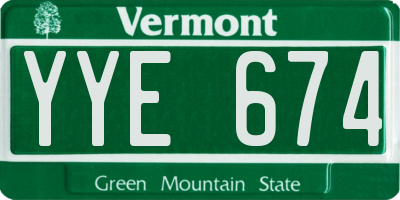 VT license plate YYE674