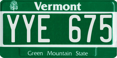 VT license plate YYE675