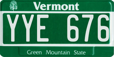 VT license plate YYE676