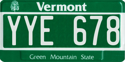 VT license plate YYE678