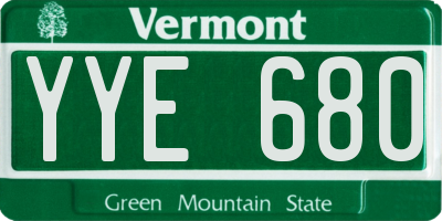 VT license plate YYE680