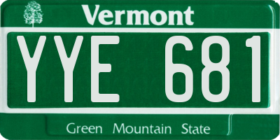 VT license plate YYE681