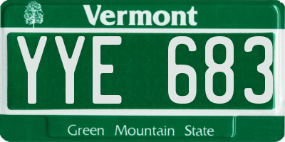 VT license plate YYE683