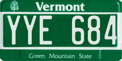 VT license plate YYE684