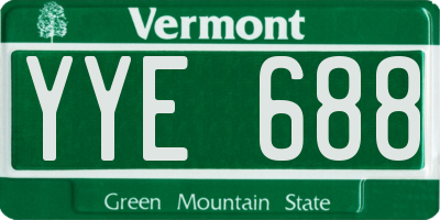 VT license plate YYE688