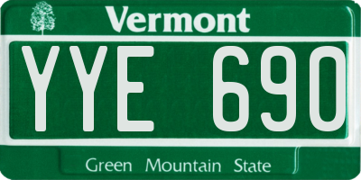VT license plate YYE690