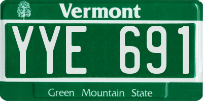 VT license plate YYE691