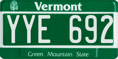 VT license plate YYE692