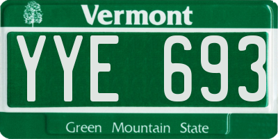 VT license plate YYE693