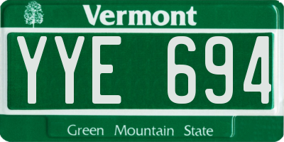 VT license plate YYE694