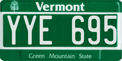 VT license plate YYE695