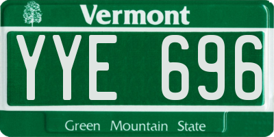 VT license plate YYE696